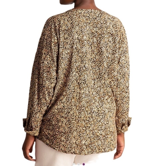 Eloquii Leopard Wild Child Drop Shoulder Blouse, New with Tags - Picture 2 of 7